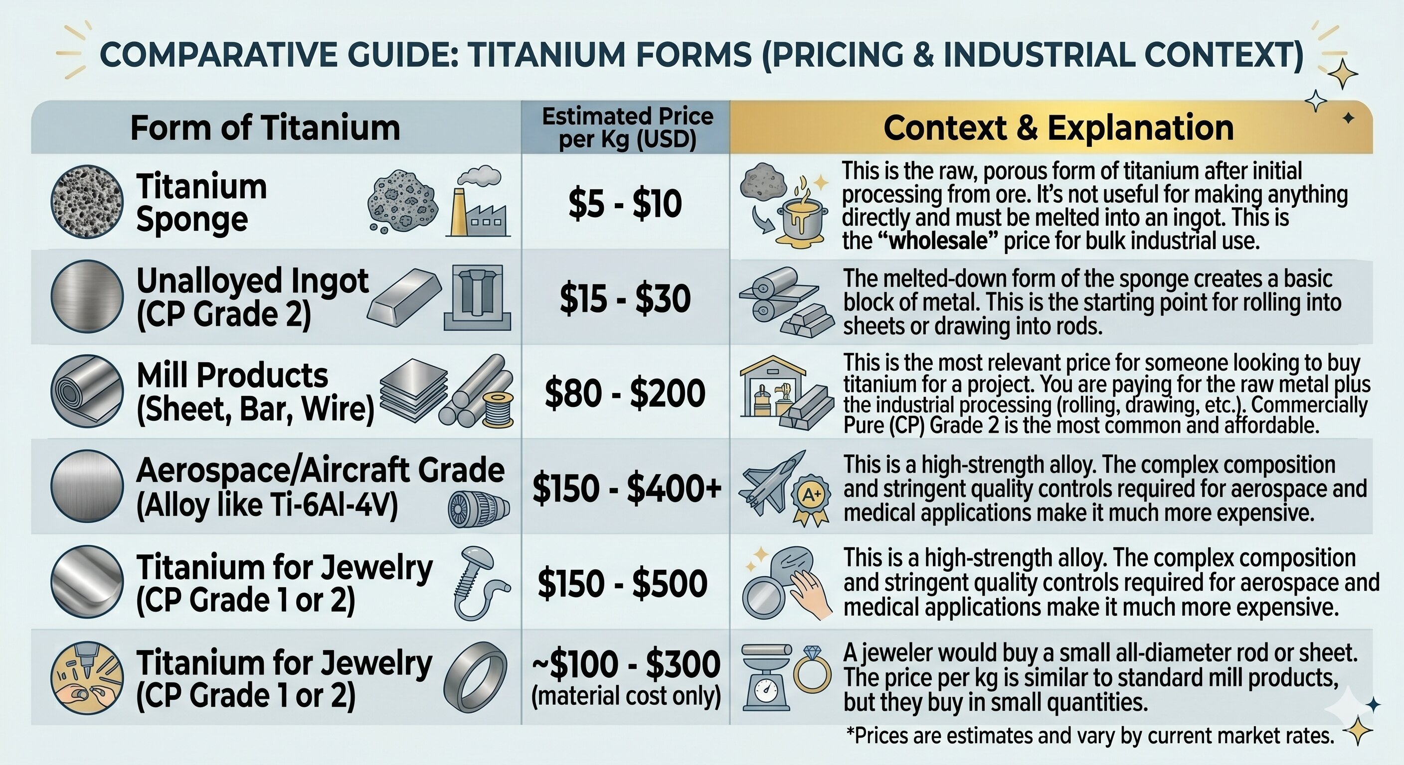 Titanium comparative guide